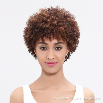 Factory Supplying wigs human hair wholesale weaving Short Remy Hair Afro Kinky Curly Machine Made Human Hair Wig